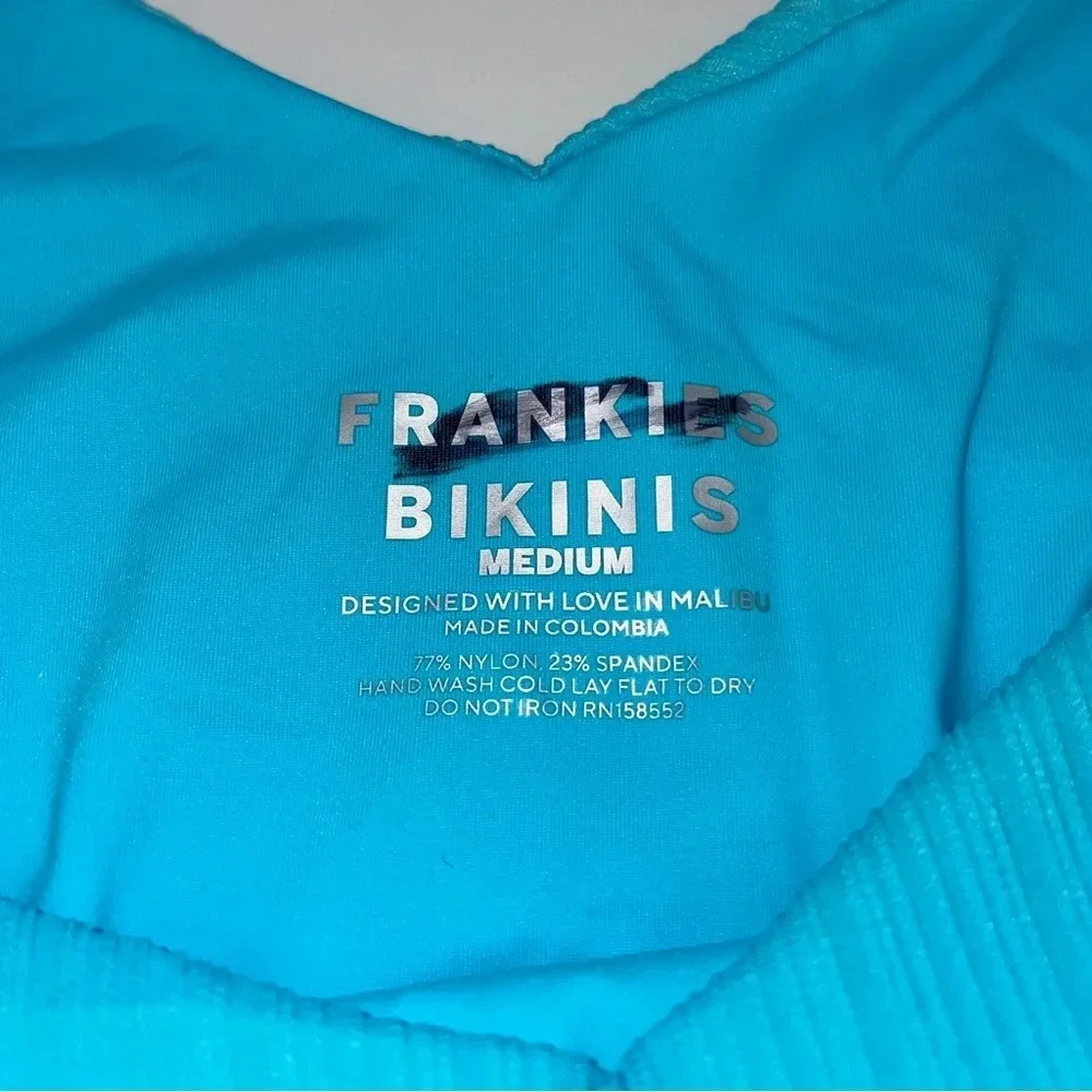 NWOT Frankie’s bikinis Enzo plisse cheeky bottoms aquamarine 12527